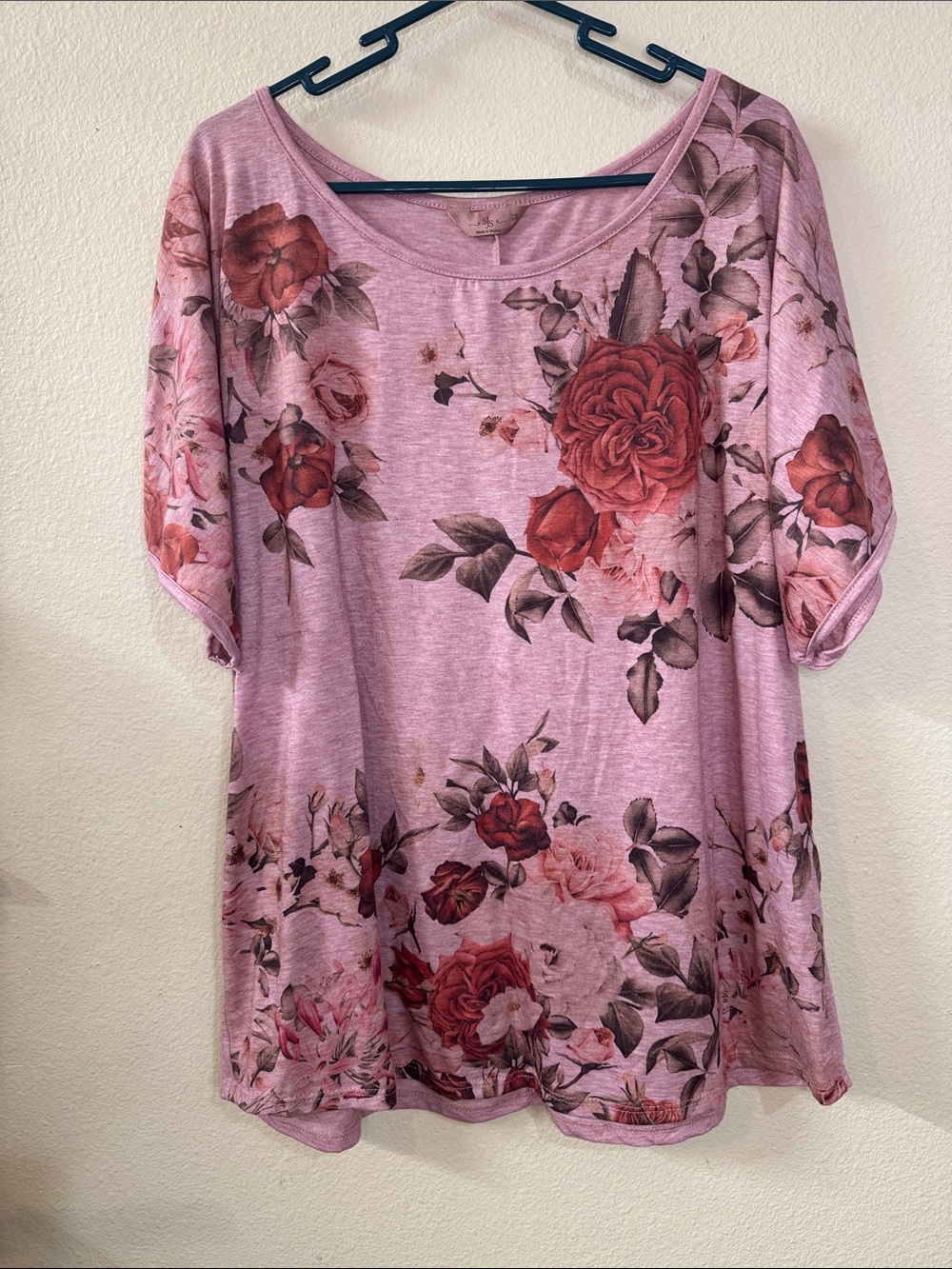 SJS Pink Floral Scoop Neck Tunic